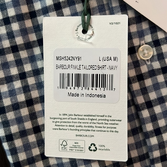 Barbour Men’s Finkle Tailored Shirt - Navy: Size Medium - Picture 5 of 6